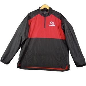 Holloway Lacrosse Windbreaker Men's Sz XL Black Red Chiefs Logo Lined Jacket VTG